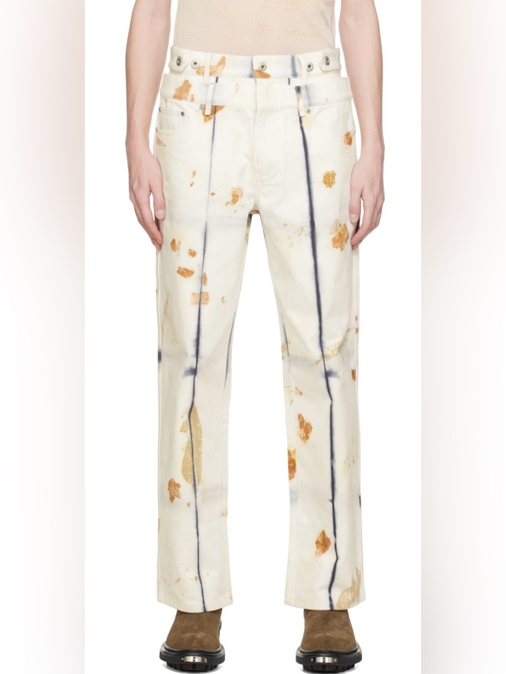 Feng Chen Wang White Plant-Dyed Jeans